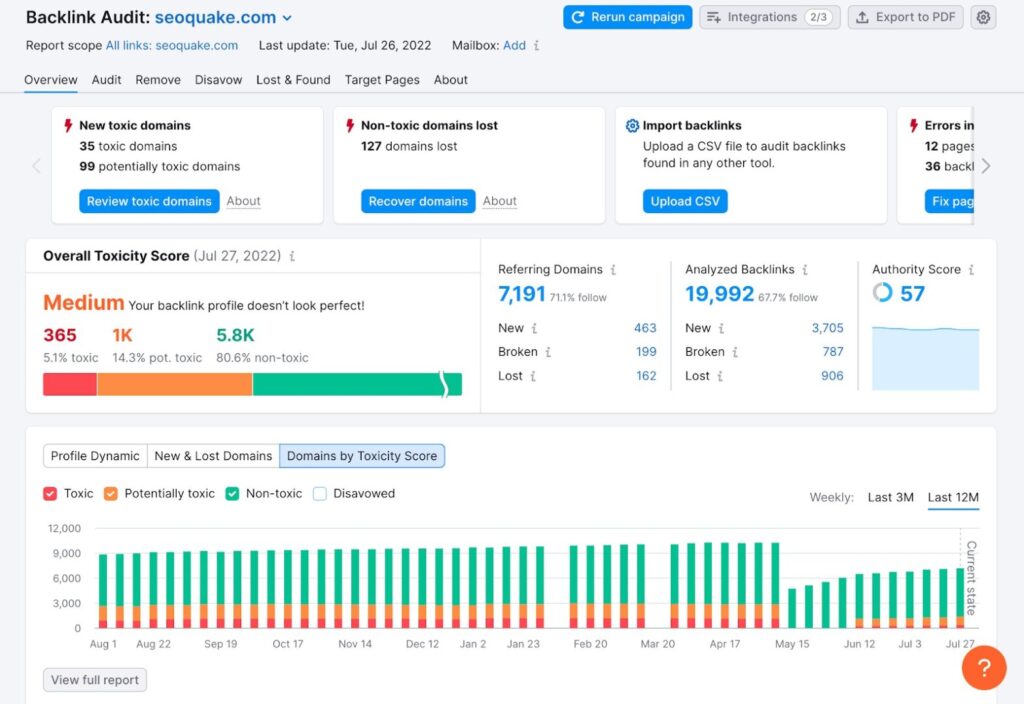 Backlink Audit report
